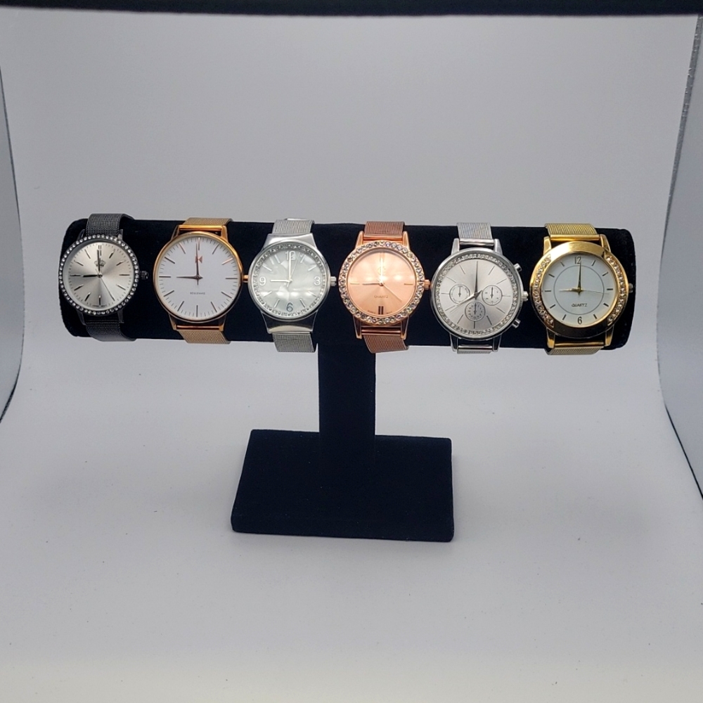 6 quartz watches various brands metal bands that buckle like a leather band